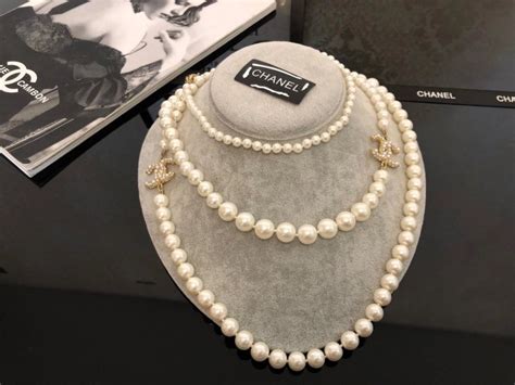 chanel replica pearl necklace|chanel copy necklace.